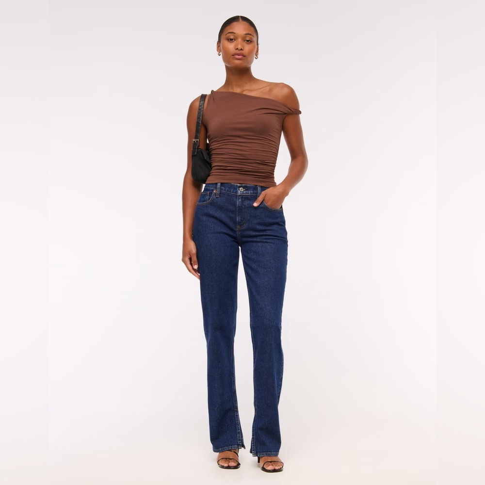 Curve Love Mid Rise 90s Straight Jean DARK VENT HEM
